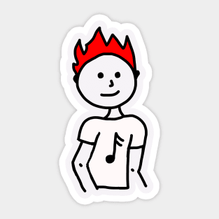 Flaming Music Man Sticker